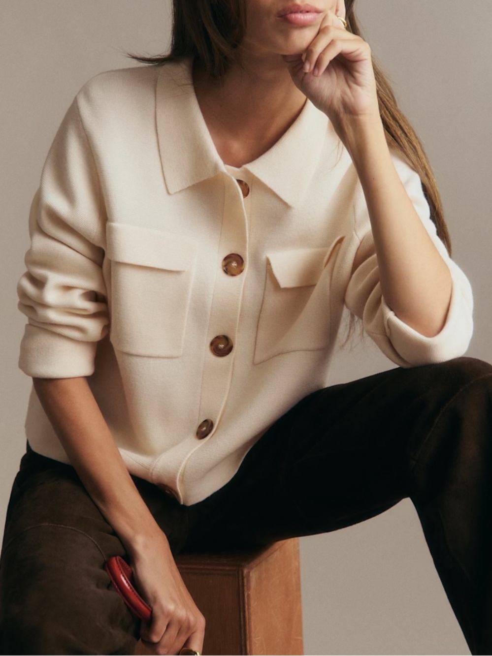 Sézane Betty Cardigan Écru